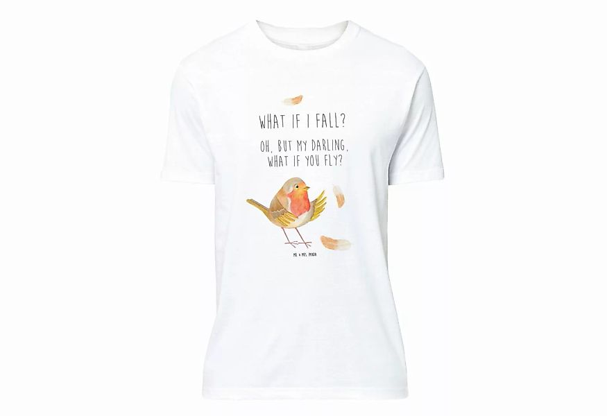 Mr. & Mrs. Panda T-Shirt Rotkehlchen mit Federn - Weiß - Geschenk, Motivati günstig online kaufen