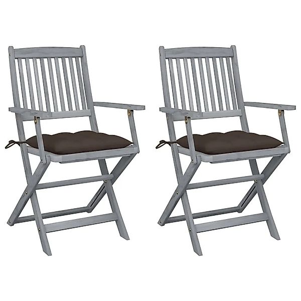 vidaXL Klappbare Gartenstühle 2 Stk mit Kissen Massivholz Akazie 3064505 günstig online kaufen