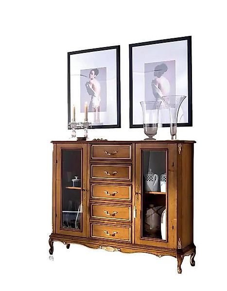 Xlmoebel Vitrine Exklusive Holzvitrine in Braun mit Schubladen im tradition günstig online kaufen