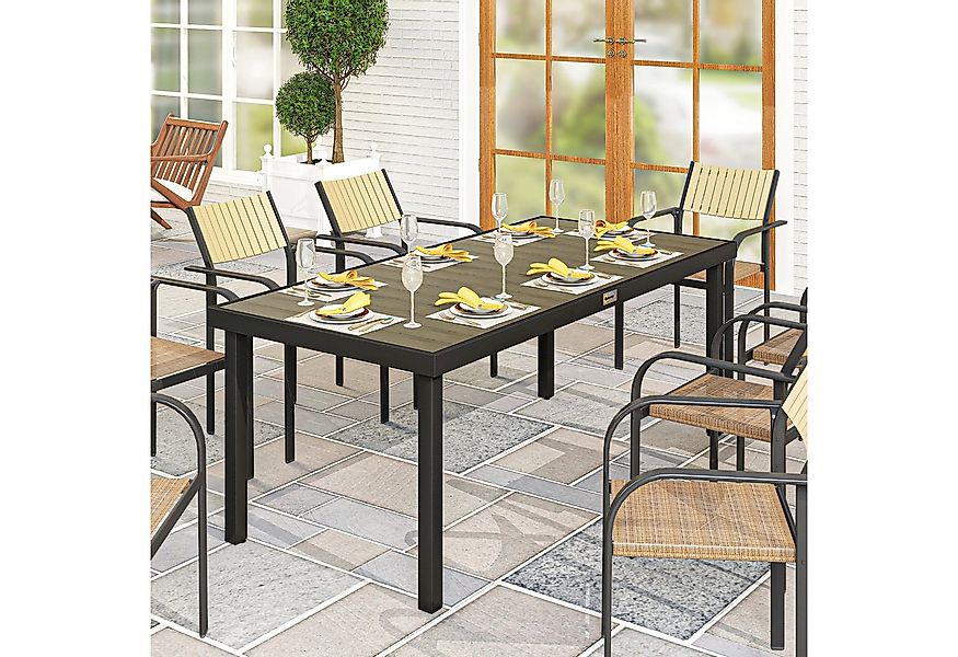 Outsunny Gartentisch 190x90 cm, wetterfest, mit Holz-Optik, rutschfest, für günstig online kaufen