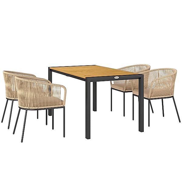 Outsunny Sitzgruppe mit Tisch, 4 Stühle, günstig online kaufen