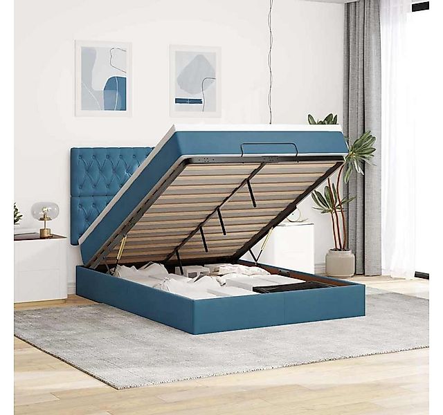 vidaXL Bett, Ottoman-Bett mit Matratzen Dunkelblau 140x190 cm Samt günstig online kaufen