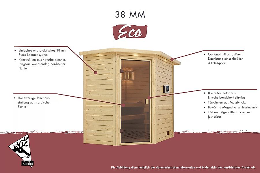 Karibu Sauna »Anja (Fronteinstieg)«, inklusive Ofenschutzgitter und Tür günstig online kaufen