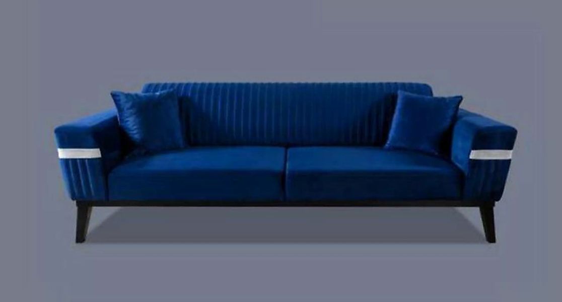 JVmoebel 3-Sitzer Blau Dreisitzer Sofa 3 Sitz Textil Couchen Design Möbel S günstig online kaufen