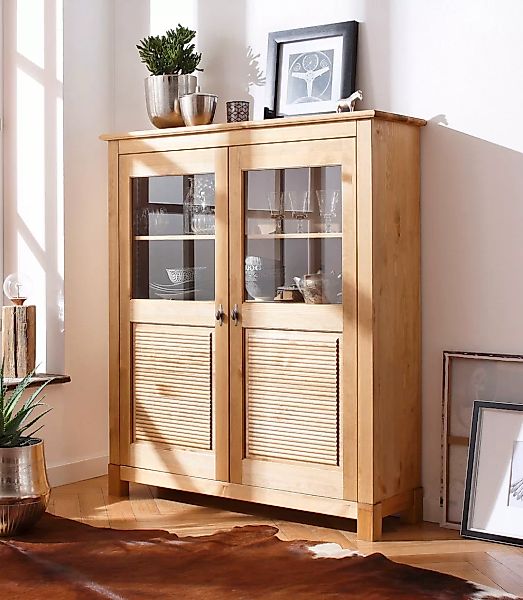 Home affaire Highboard "Rauna", Vitrine, Breite 111,6 cm, aus massiver Kief günstig online kaufen