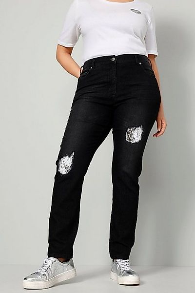 MIAMODA Regular-fit-Jeans Jeans Slim Fit destroyed mit Pailletten 5-Pocket günstig online kaufen