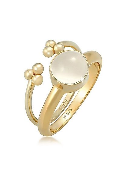 Elli Premium Solitärring Mondstein Rund Kugel 2er Set 925 Silber günstig online kaufen