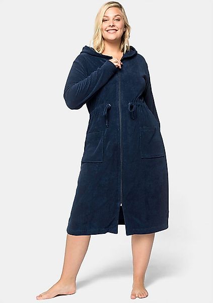 Sheego Damenbademantel Bademantel ., Länge ca. 110 cm, Baumwolle, Bindeband günstig online kaufen