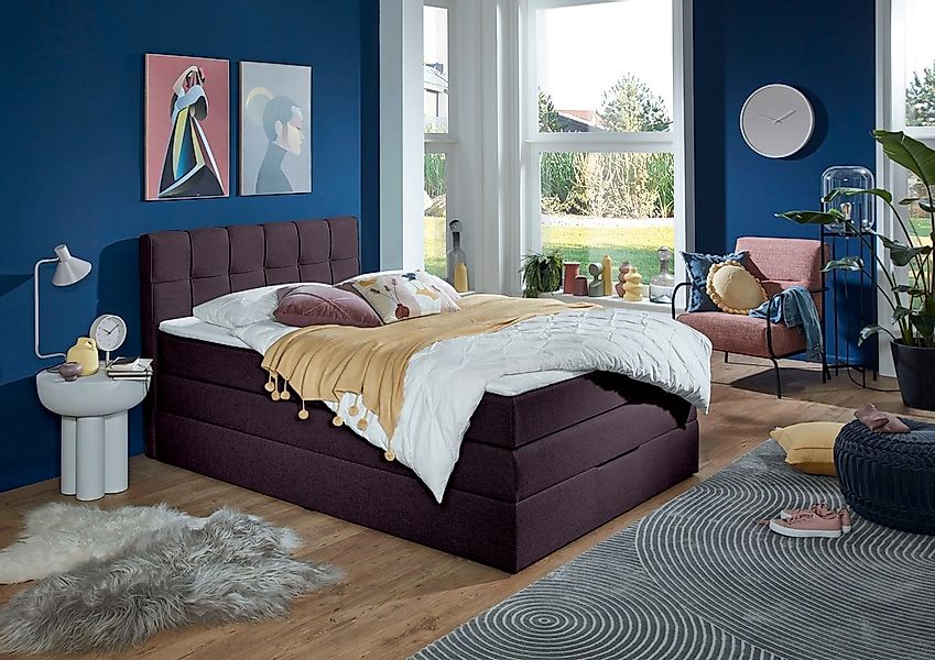 INOSIGN Boxspringbett "Fornoli" inkl. Topper und Bettkasten, H3 in zwei Mat günstig online kaufen