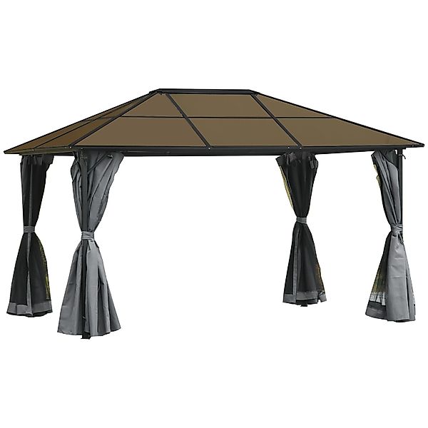 Outsunny Pavillon Alu Eisen Polycarbonat Polyester Grau 300L x 400B x 265H günstig online kaufen
