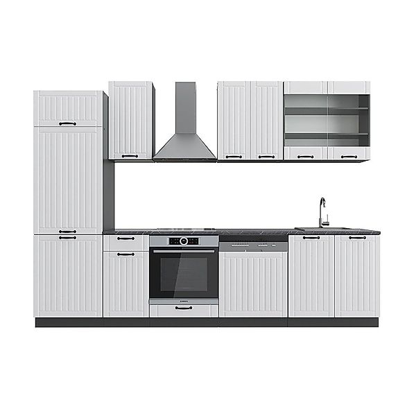 Vicco Küchenzeile Fame-Line, Weiß Landhaus/Anthrazit, 300 günstig online kaufen
