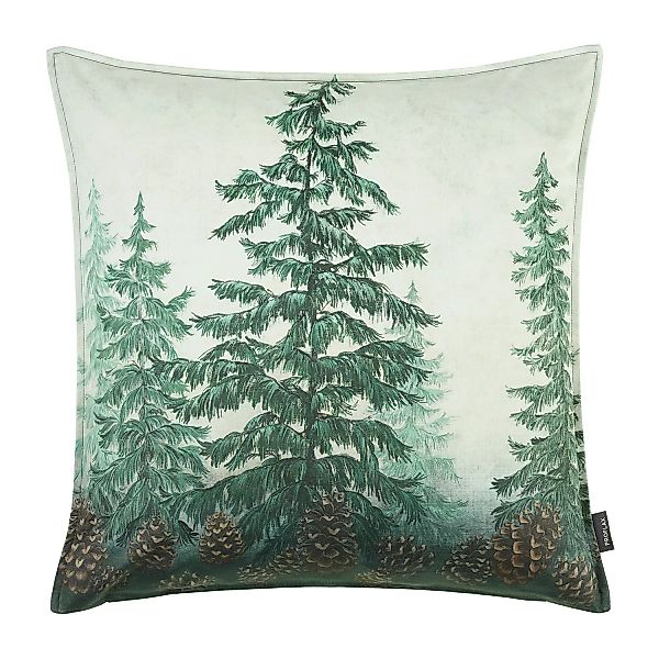 home24 Proflax Kissenbezug Woodland Tannengrün 50x50 cm (BxH) mit Motiv Bau günstig online kaufen
