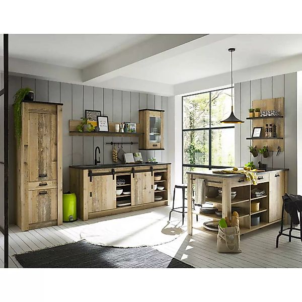 Küchenmöbel mit Schiebetür im Landhausstil sechsteilig (sechsteilig) günstig online kaufen