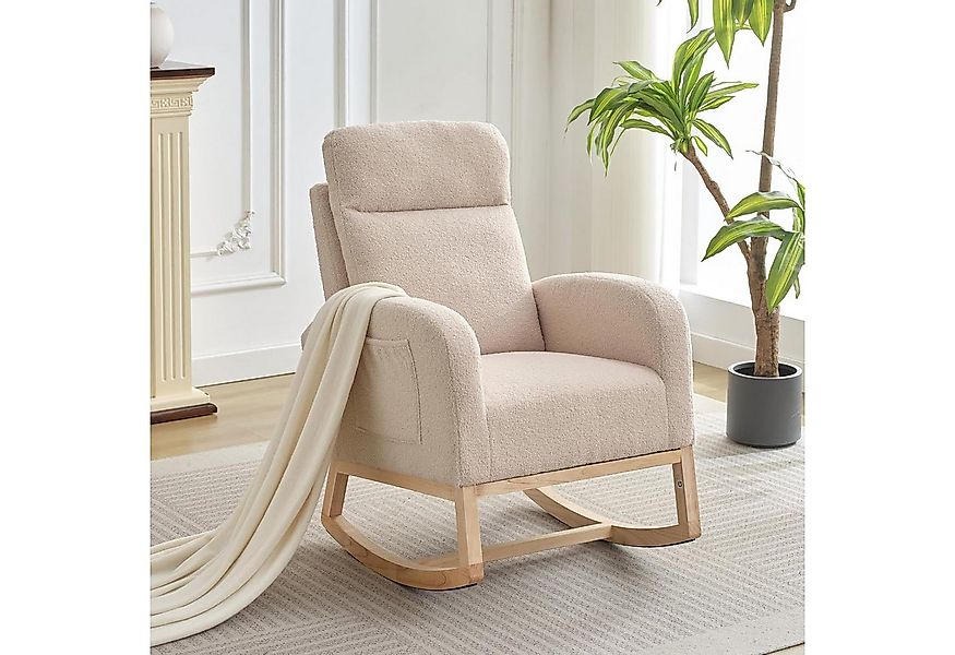 GarveeMore Schaukelstuhl mit Seitentasche,hoher Rückenlehne,gepolsterter Si günstig online kaufen