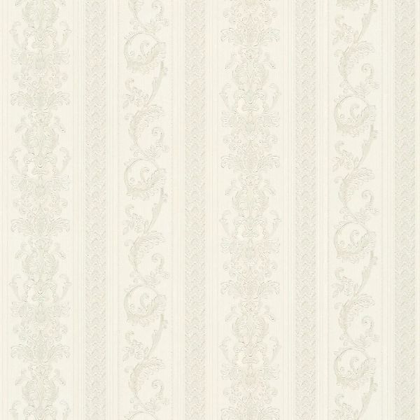 Bricoflor Landhaus Tapete Elegant Barock Vliestapete mit Streifen in Creme günstig online kaufen