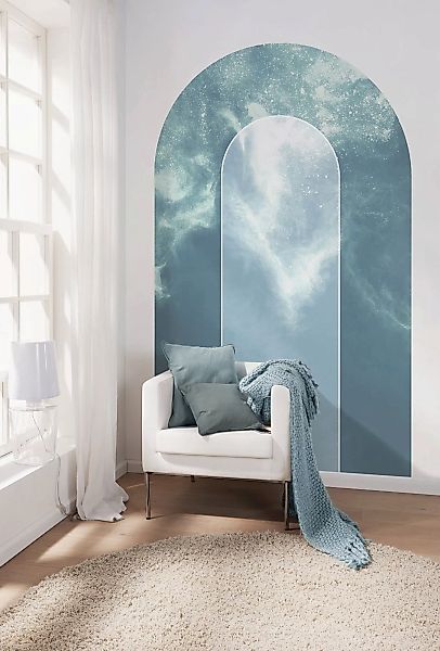Sanders & Sanders Selbstklebende Runde Tapete Grafik Blau 127 x 200 cm 6117 günstig online kaufen