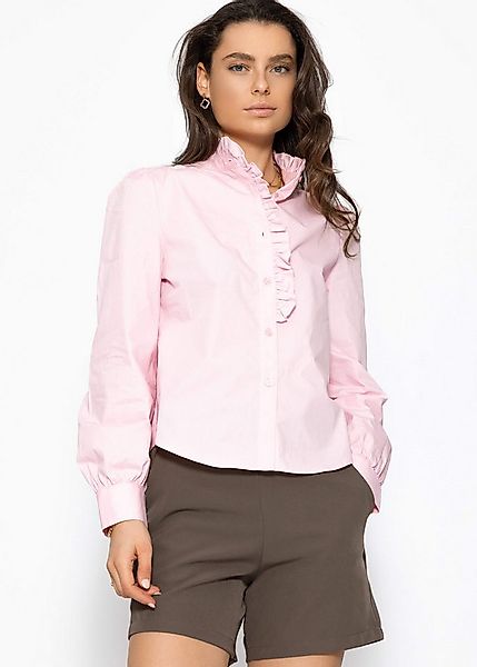 SASSYCLASSY Langarmbluse Hemdbluse Damen Elegant mit Volants und Rüschen Lä günstig online kaufen