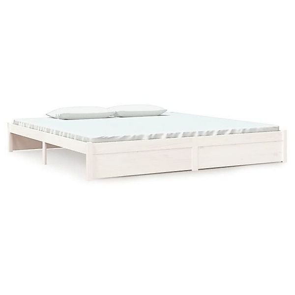 vidaXL Bettgestell Massivholzbett Weiß 200x200 cm Bett Bettgestell Doppelbe günstig online kaufen