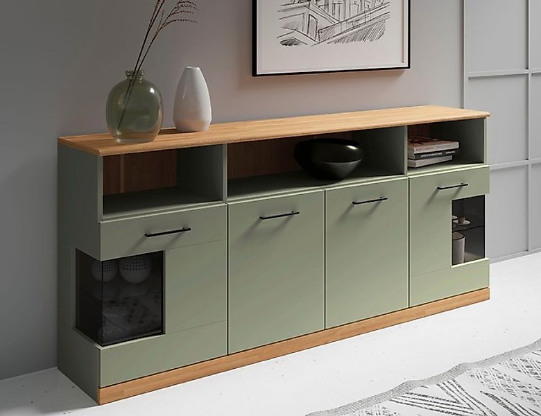 Home affaire Sideboard »Ribe,180cm breit,80cm hoch, 9 Fächer« Oberplatte Ei günstig online kaufen