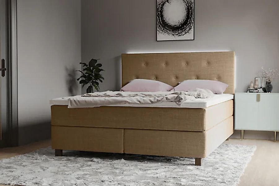 Home affaire Boxspringbett »Alenika« mit LED - Beleuchtung, mit Taschen-Fed günstig online kaufen