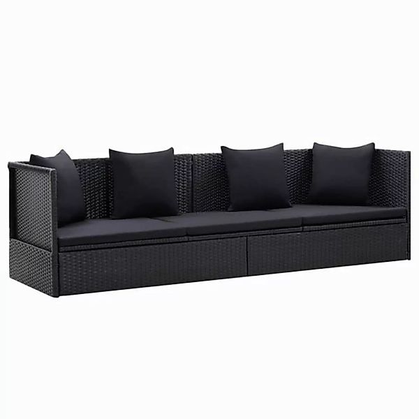 DOTMALL Loungesofa Garten-Sofabett mit Kissen Poly Rattan Schwarz günstig online kaufen