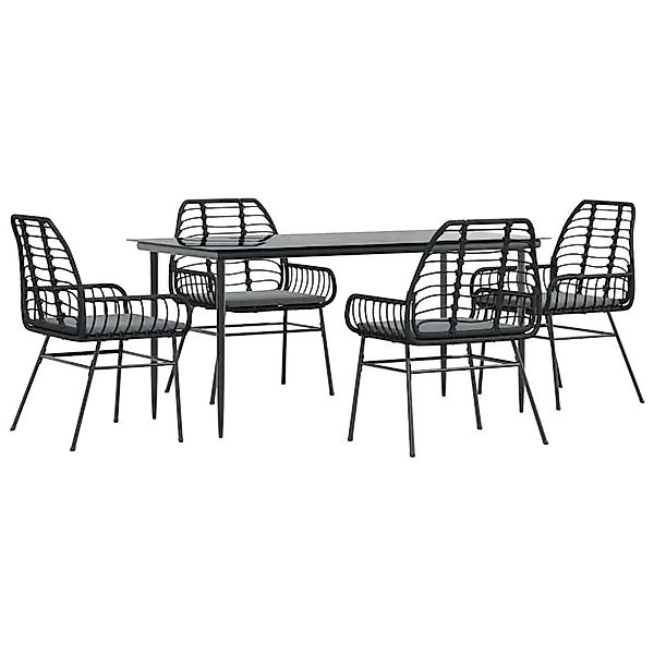 vidaXL 5-Tlg Garten-Essgruppe mit Kissen Schwarz Poly Rattan Glas 3334453 günstig online kaufen