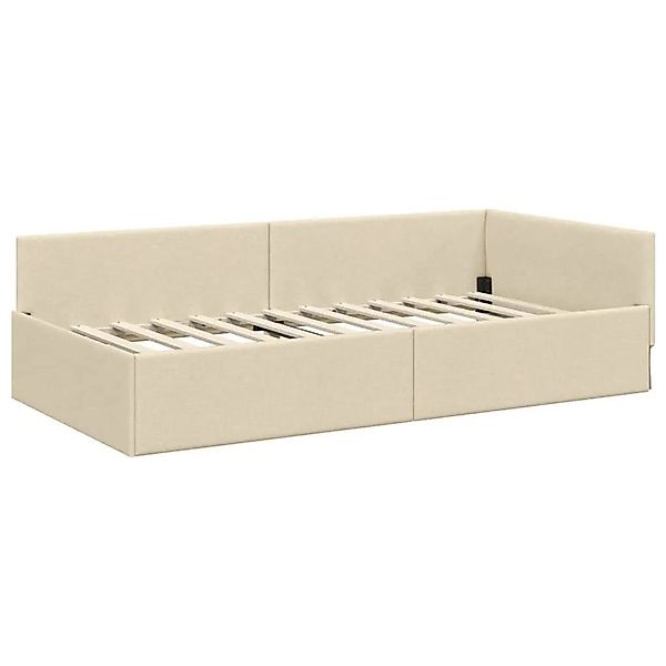 vidaXL Eckbettgestell mit Kopfteil Creme 90 x 200 cm Stoff 42016049 günstig online kaufen