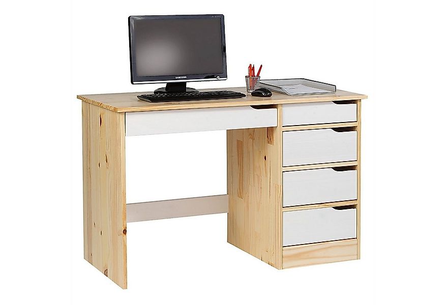 IDIMEX Schreibtisch HUGO, Kinderschreibtisch mit Stauraum aus Kiefer Massiv günstig online kaufen