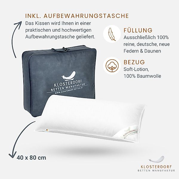 Klosterdorf Betten-Manufaktur Bauchschläferkissen Premium Daunen Bauchschlä günstig online kaufen