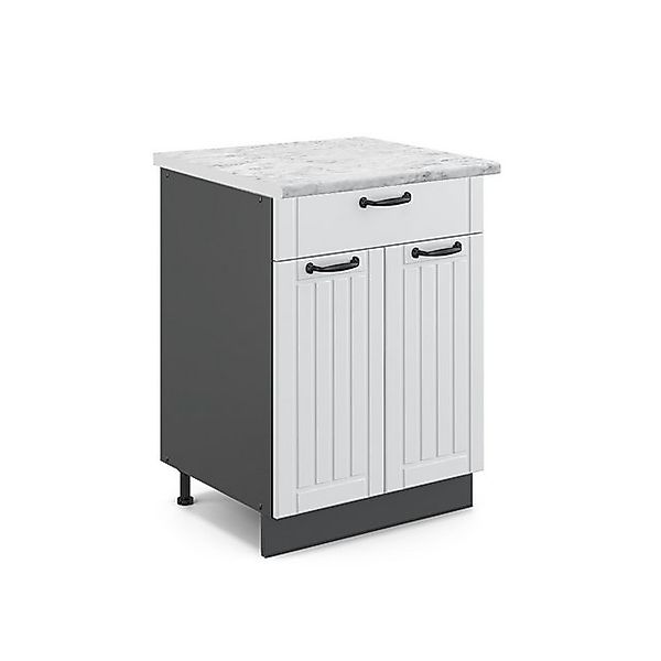 Vicco Küchenunterschrank Fame-Line Weiß Landhaus/Anthrazit 60 cm mit Schubl günstig online kaufen