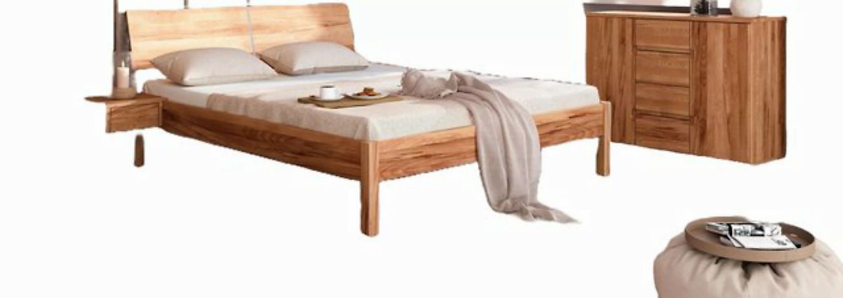 Natur24 Einzelbett Bett Bento 9 Sonderlänge 120x190 Kernbuche Holzkopfteil günstig online kaufen