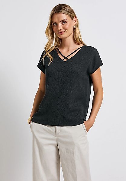 STREET ONE T-Shirt, mit dekorativen Bändchen günstig online kaufen