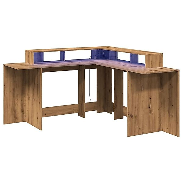 vidaXL Schreibtisch LED-Schreibtisch Artisan-Eiche 152x152x91 Holzwerkstoff günstig online kaufen