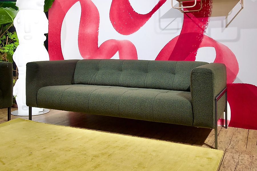 Sofa Erba in dunkelgrünem Bouclébezug günstig online kaufen