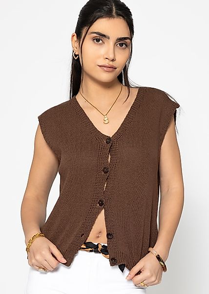 SASSYCLASSY Kurzweste Ärmellose Strickweste Damen Grober günstig online kaufen