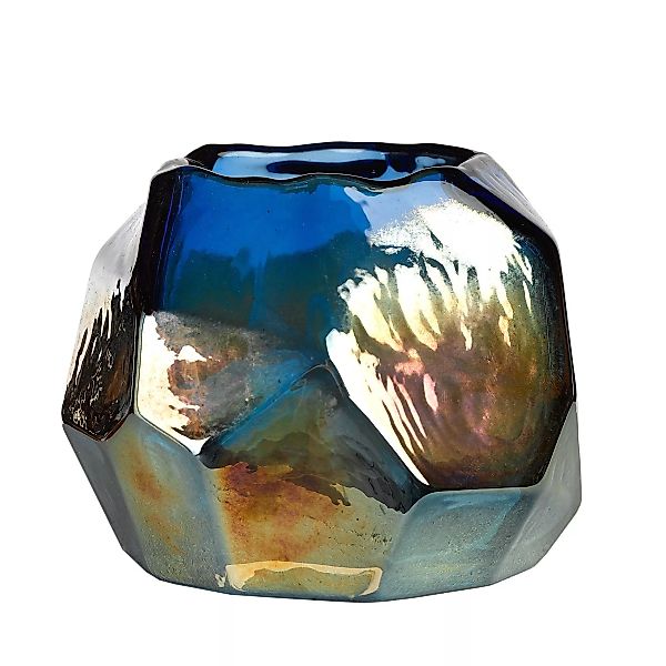 Windlicht Graphic luster glas blau / Ø 12 cm - Pols Potten - Blau günstig online kaufen