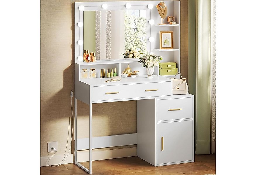 Woltu Schminktisch (1-St), mit LED-Beleuchtung Spiegel, 3 einstellbare Hell günstig online kaufen