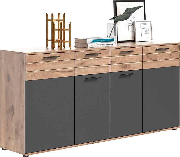 Home affaire Sideboard Riga, Breite 180cm, 4 Türen, 2 Schubkästen, 6 Einleg günstig online kaufen