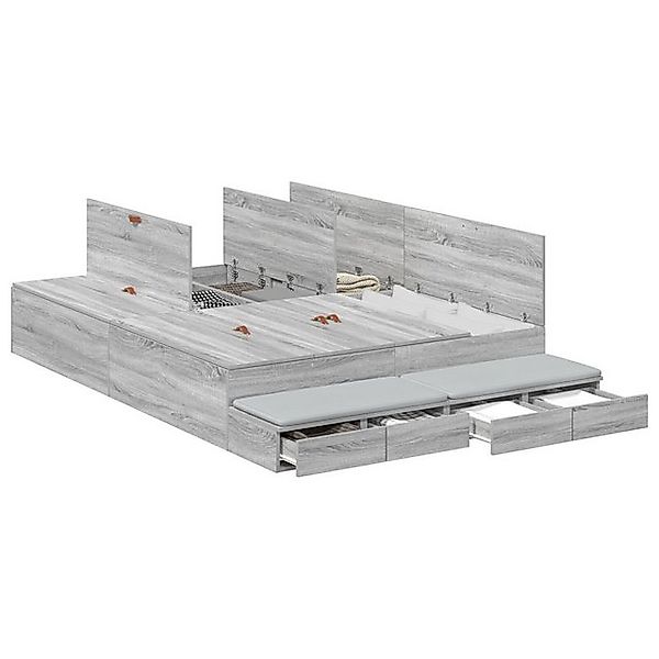 vidaXL Bett Stauraumbett Grau Sonoma Holzwerkstoff 150 x 200 cm Stauraumbet günstig online kaufen
