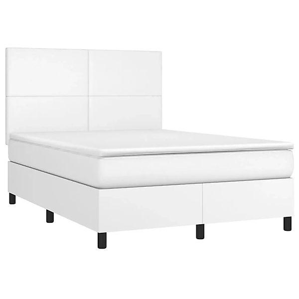 vidaXL Boxspringbett mit Matratze & LED Weiß 140x200 cm Kunstleder 3135826 günstig online kaufen