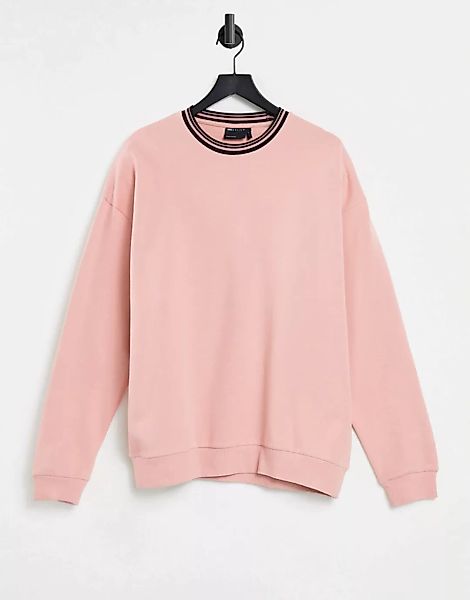 ASOS DESIGN – Oversize-Sweatshirt in Pastellrosa mit Kontraststreifen am Au günstig online kaufen