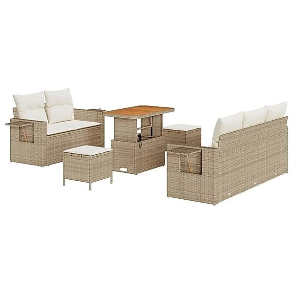 vidaXL Gartensofa-set mit Kissen 10-Tlg Beige und Creme Poly-Rattan 3363641 günstig online kaufen