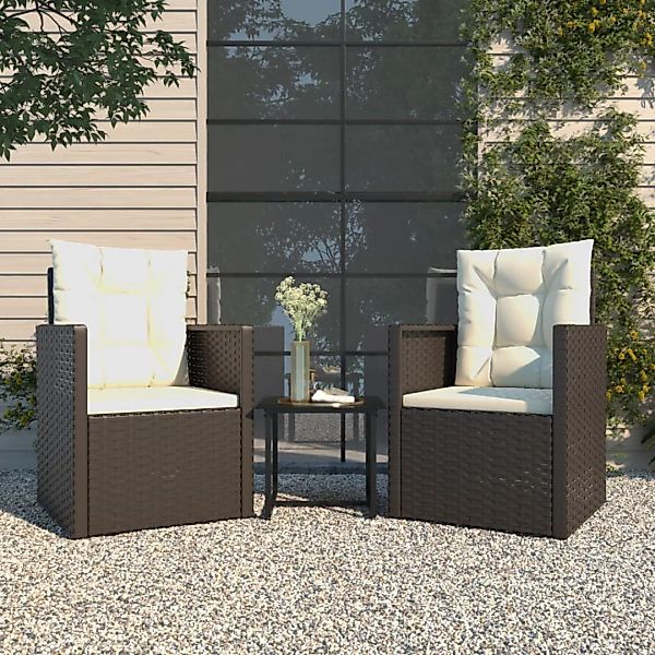 Vidaxl 3-tlg. Garten-lounge-set Mit Kissen Poly Rattan Schwarz günstig online kaufen