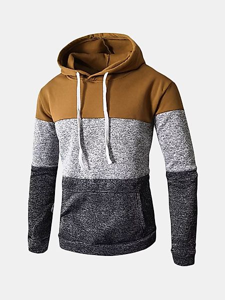 Herren Casual Stitching Drawstring Design Sweatshirt Langarm Cotton Hoodies günstig online kaufen
