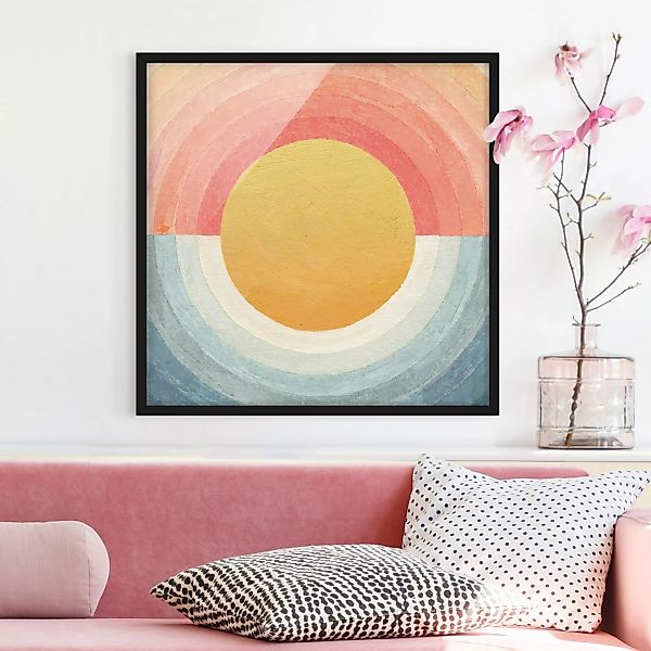 Bild mit Rahmen Sonne zwischen Himmel und Meer günstig online kaufen