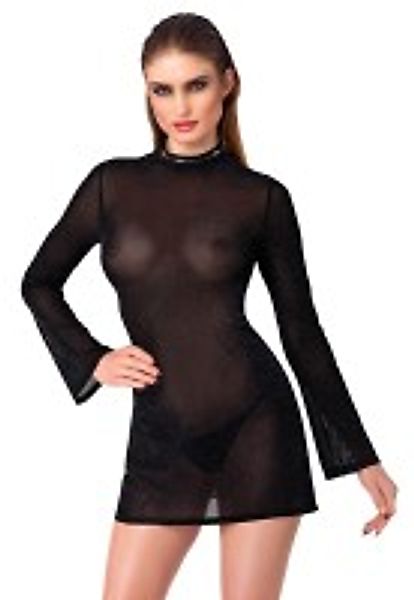 Ausgestelltes Minikleid mit Glitzer-Details – Schwarz günstig online kaufen