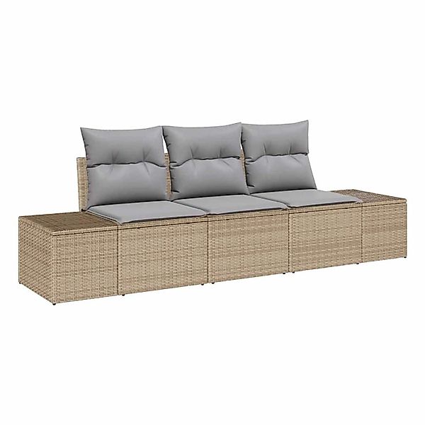 vidaXL 3-Teiliges Garten Sofa Set mit Kissen Beige Poly Rattan 3346920 günstig online kaufen