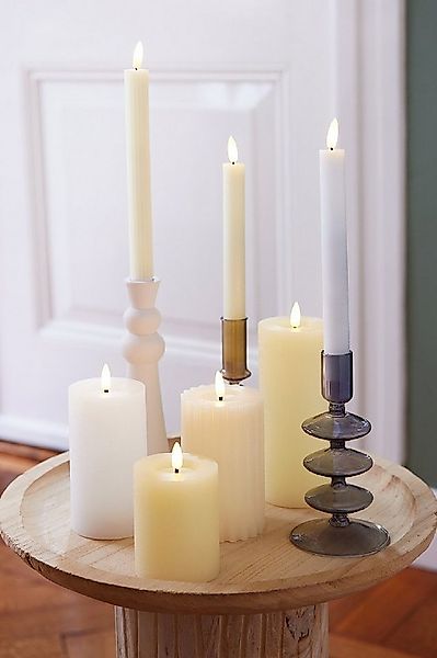 Lumineo LED-Christbaumkerzen Lumineo LED Wachskerze Weiß 19 x 7 cm, batteri günstig online kaufen