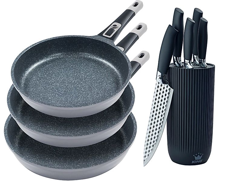 KING Pfannen-Set ""Moonscape 3er", inkl. Messer-Set" Aluminiumguss Set, 3 P günstig online kaufen