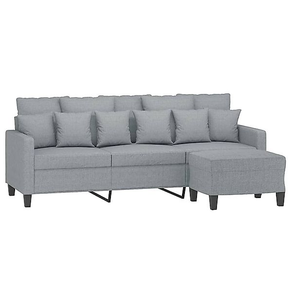 vidaXL Sofa 3-Sitzer-Sofa mit Hocker Hellgrau günstig online kaufen